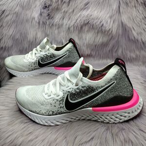 Nike Epic React Flyknit Running Sneakers Womens Size 9.5 White Pink BQ8927-103